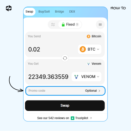 Type in a promo code