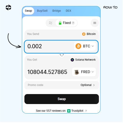 Choose a coin to send and provide the amount to send