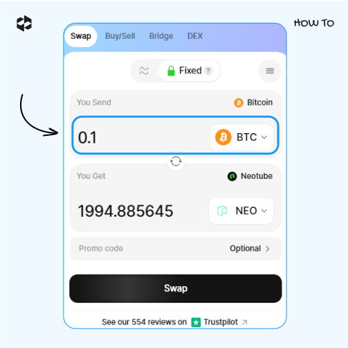 Choose a coin to send and provide the amount to send