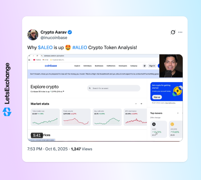 Insight into the future of the ALEO coin by an influencer on X