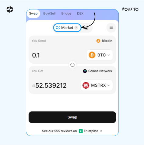 A market rate is selected for tokenized securities