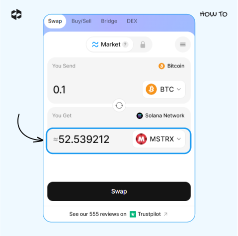 Check the number of coins in the You Get field