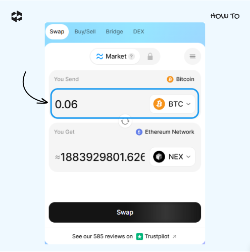 Indicate the amount to send 